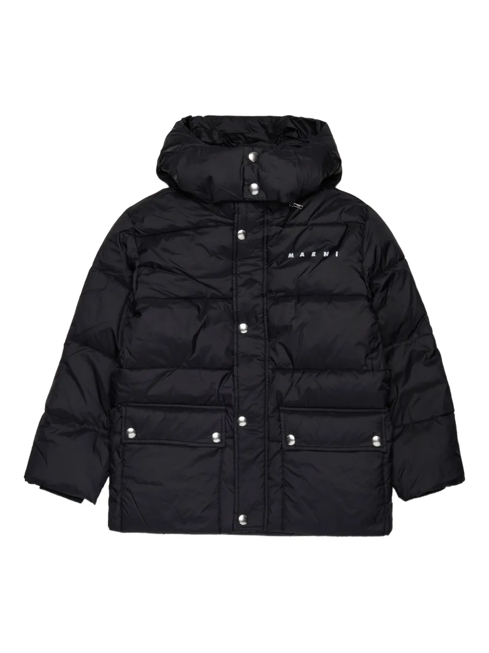 

Стеганая куртка с капюшоном Marni Kids, черный