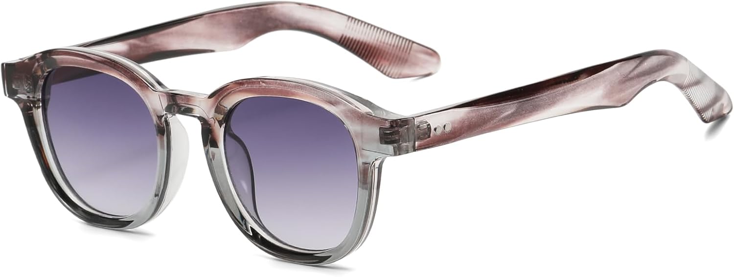 

Винтажные солнцезащитные очки Long Keeper маленького круглого размера для мужчин и женщин, ретро-очки с тонированными линзами, модные круглые солнцезащитные очки, 46 мм, Streak Frame / Gradient Grey Lens