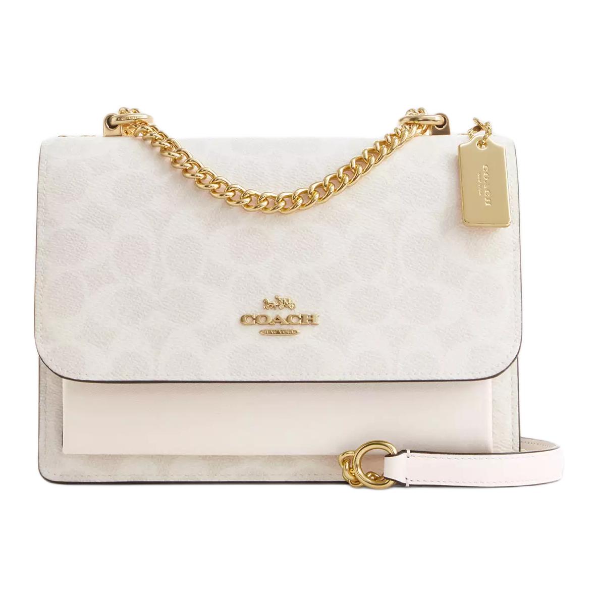 

COACH Кроссбод Klare Signature Coated Canvas, маленькая женская сумка через плечо белый и бежевый