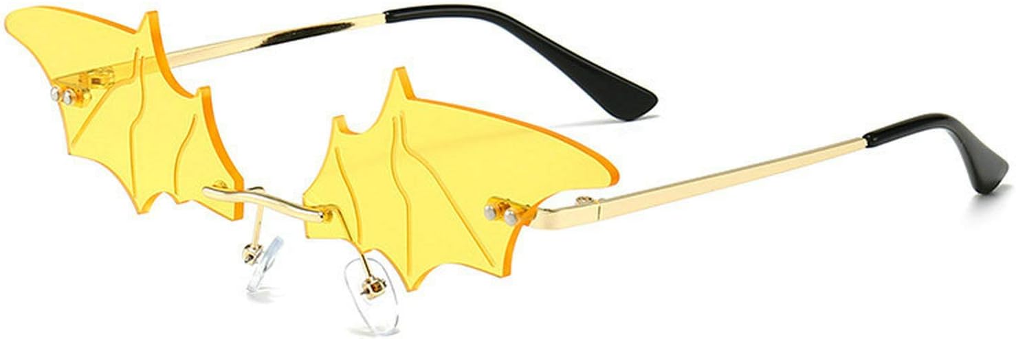 

COTIA/2020 Маленькие женские солнцезащитные очки «кошачий глаз», новые безободковые панк-солнцезащитные очки в форме летучей мыши, уникальные мужские очки UV400, Yellow