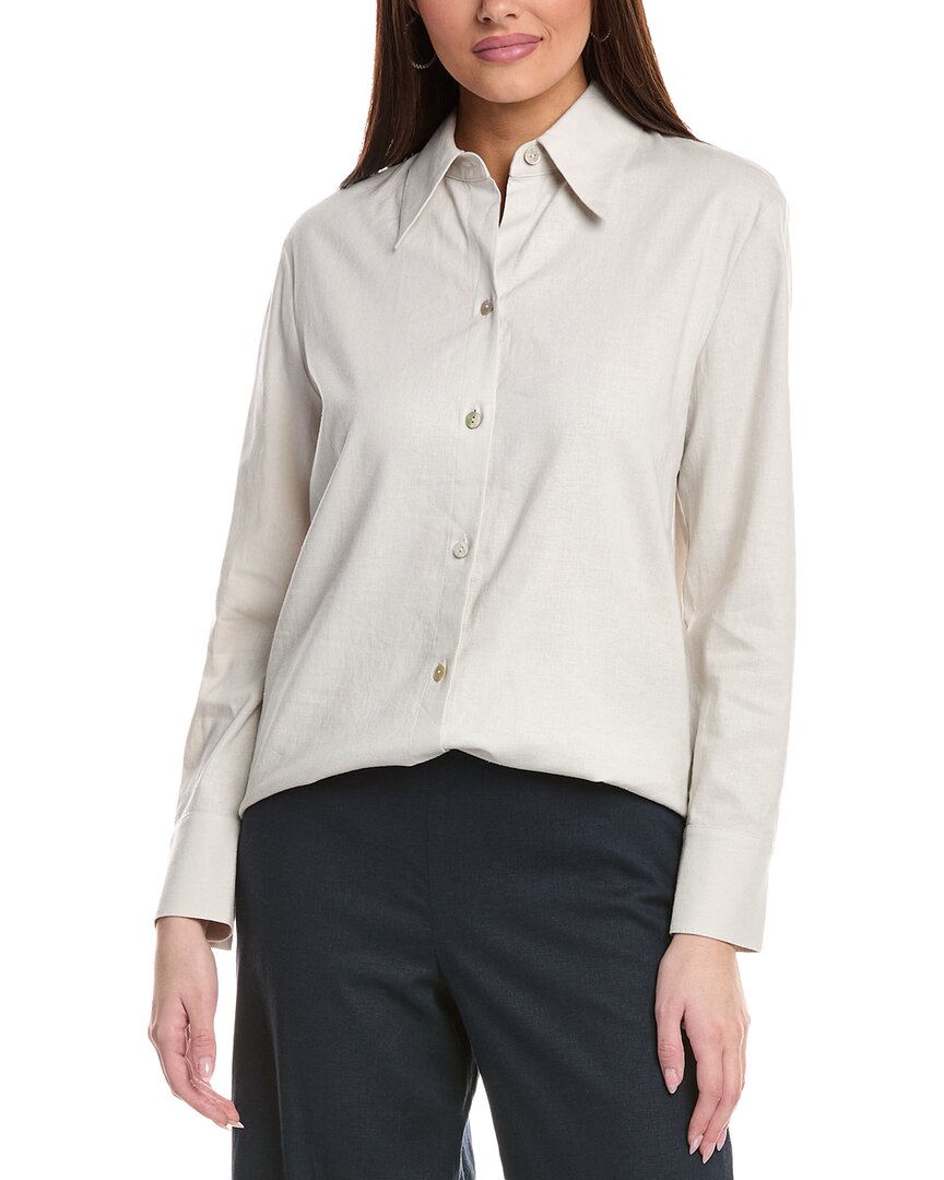 

Винс Расслабленная Пуговичная Рубашка из Смесового Льна Vince, бежевый