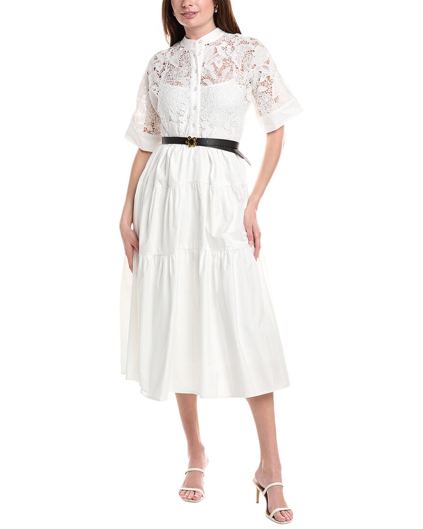 

Платье макси Gracia Button Front Buckle Belt, белый