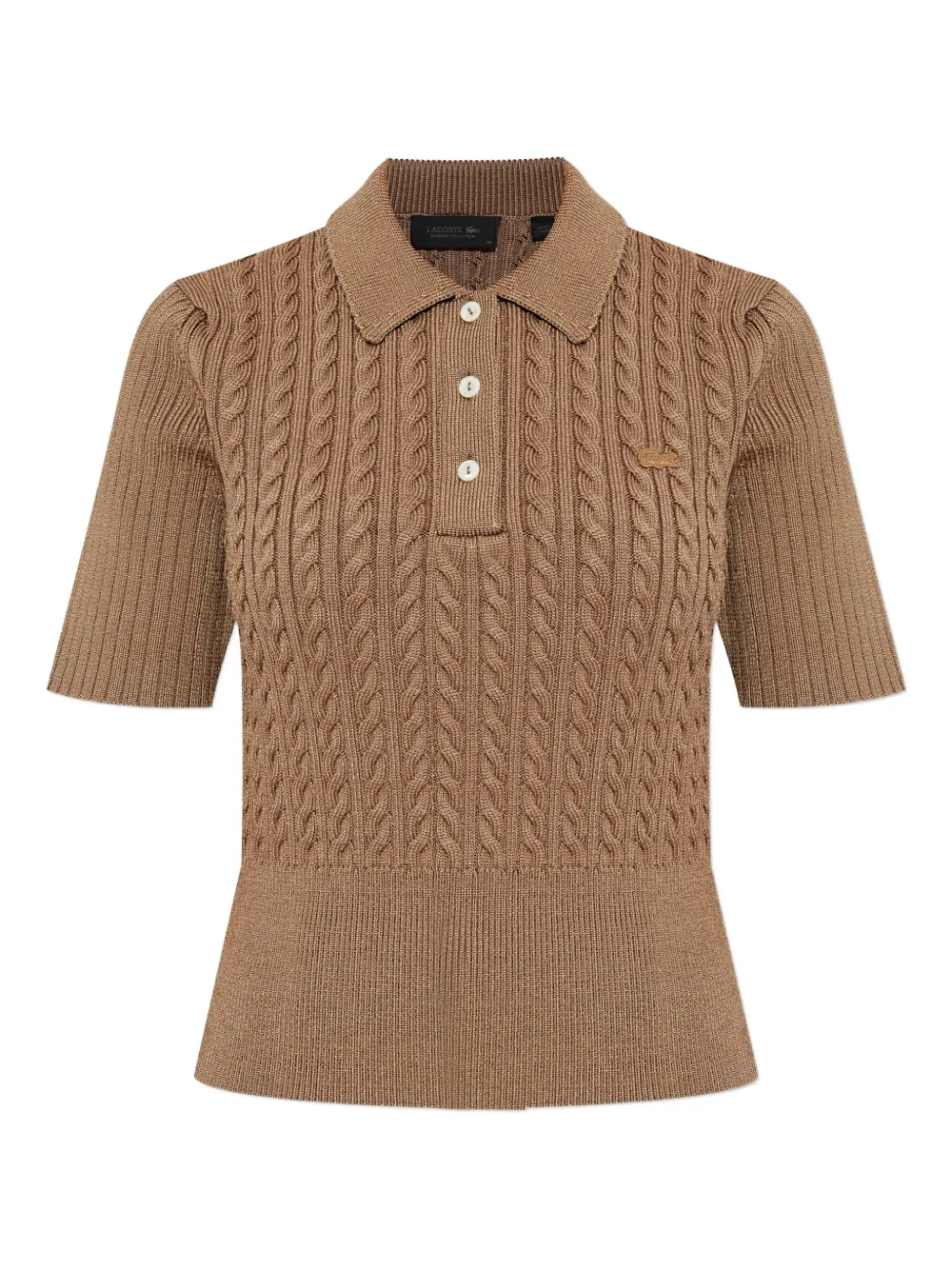 

Поло вязаное косичкой Lacoste, коричневый