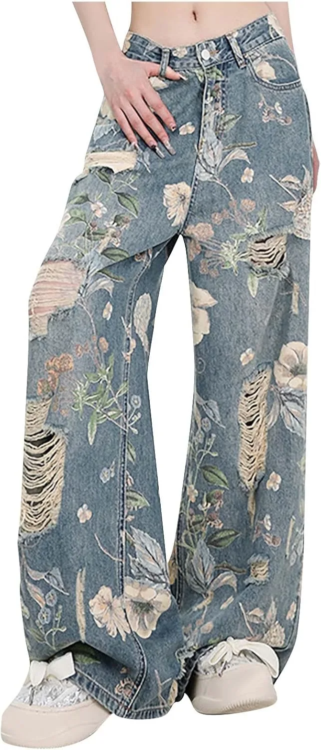 

Джинсы женские широкие с карманами