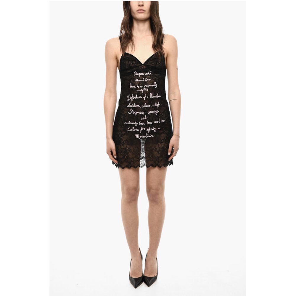 

UNDERWEAR Вышитое кружевное платье-комбинация Dsquared2, Black