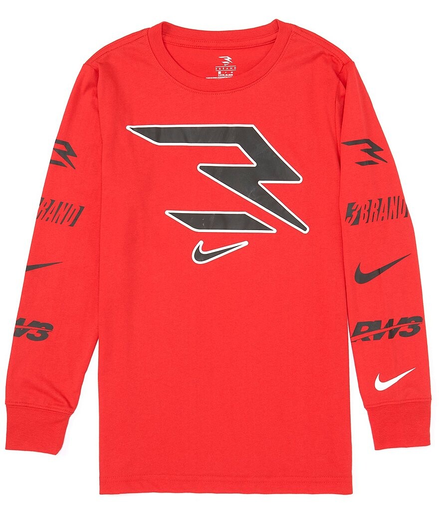 

Футболка с длинными рукавами и графическим рисунком Nike 3BRAND By Russell Wilson Big Boys 8–20, красный