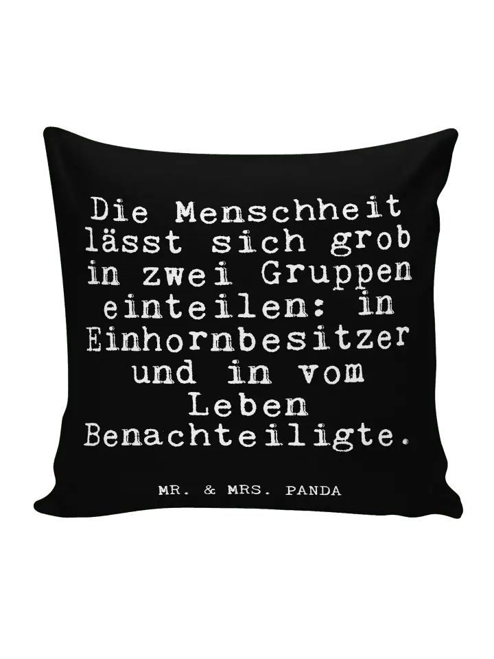 

Подушка Mr & Mrs Panda 40x40 Die Menschheit lässt sich, черный