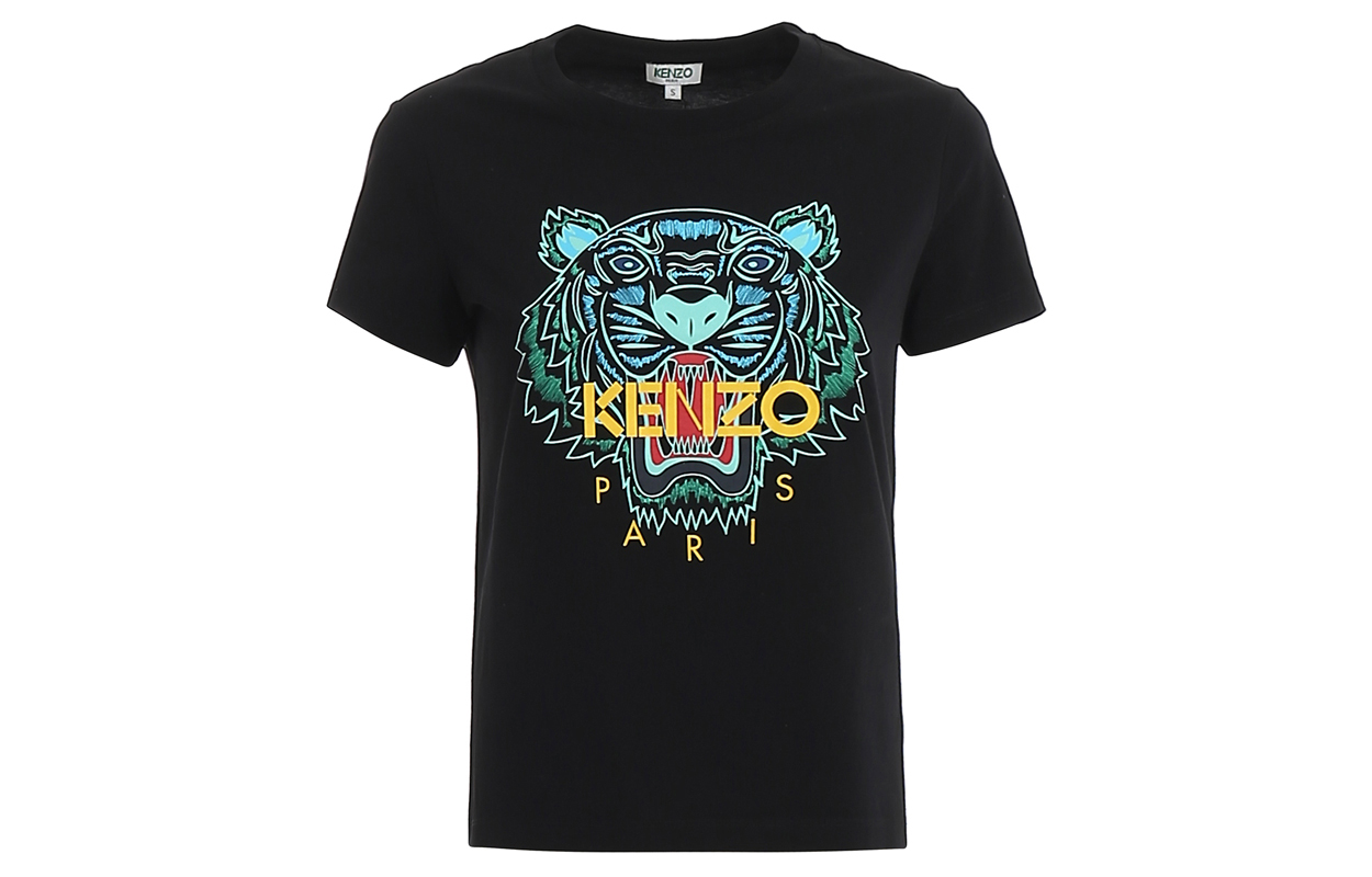 

Футболка женская Kenzo Classic Tiger Head, черный / желто-синий