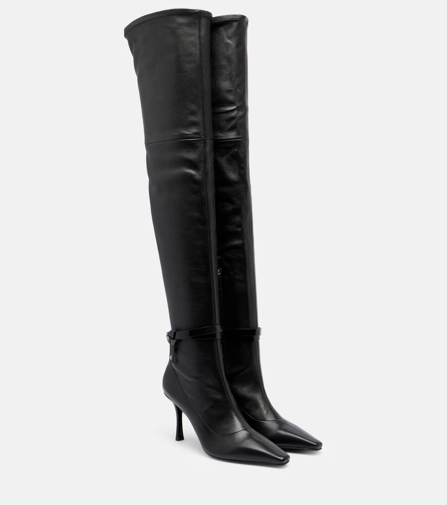 Ботфорты Camie 85 из кожи Jimmy Choo, Black/Blac