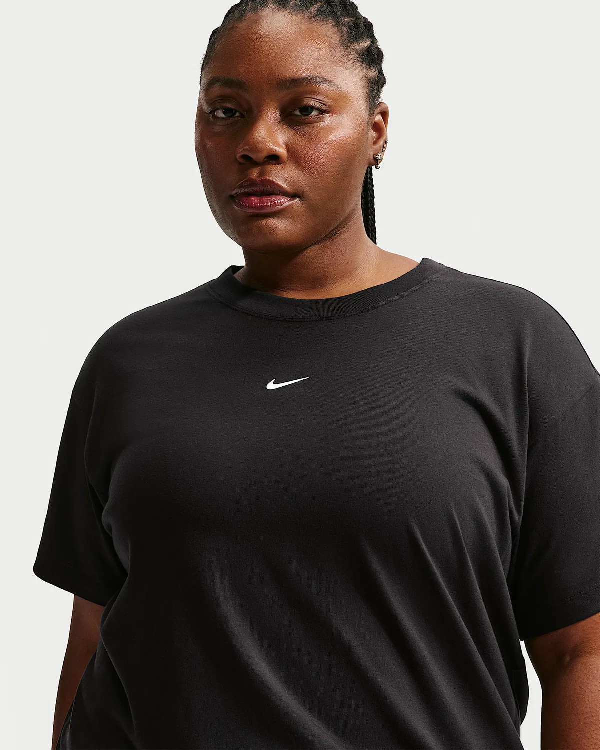 Женская оверсайз футболка с коротким рукавом (плюс сайз) Nike Sportswear Classic, Black/White — фото 3