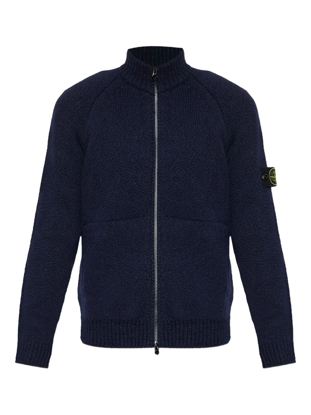 

Шерстяной свитер на молнии с накладными карманами Stone Island, синий