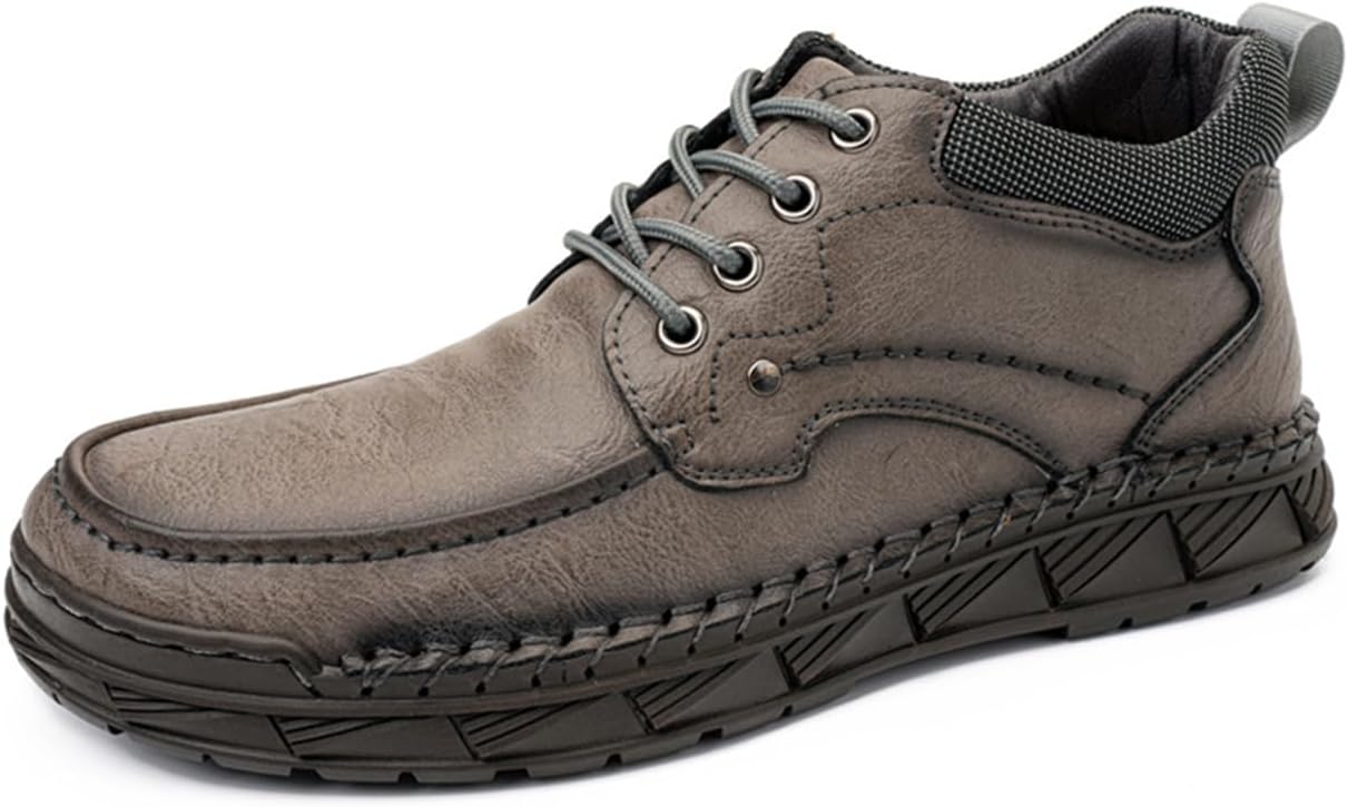 

Мужские повседневные кожаные туфли ZHOUPULP, лоферы, модные удобные кроссовки на шнуровке, ручная строчка, лоферы средней высоты, серый