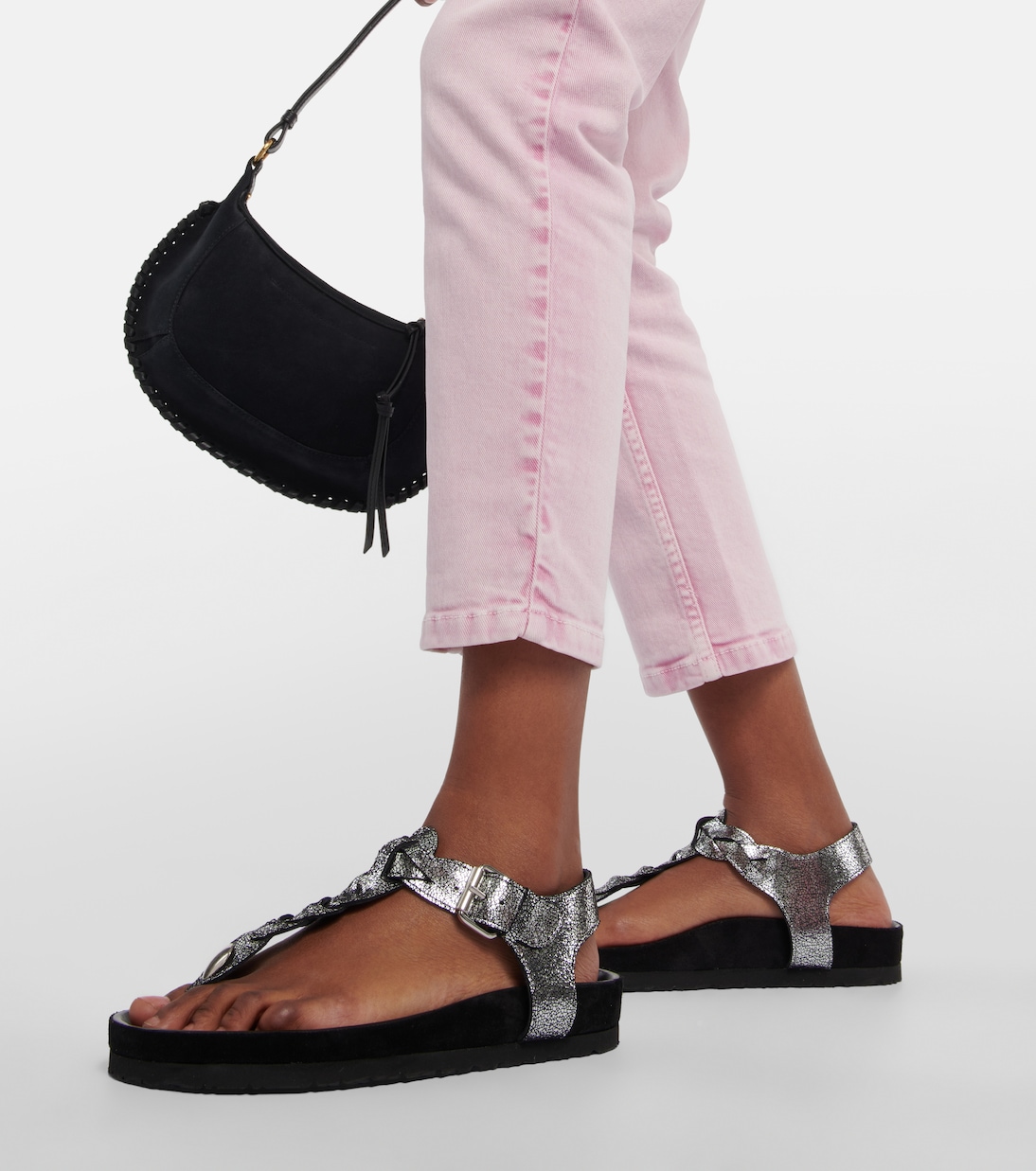 Сандалии Brook из металлизированной кожи Isabel Marant, серебряный — фото 4