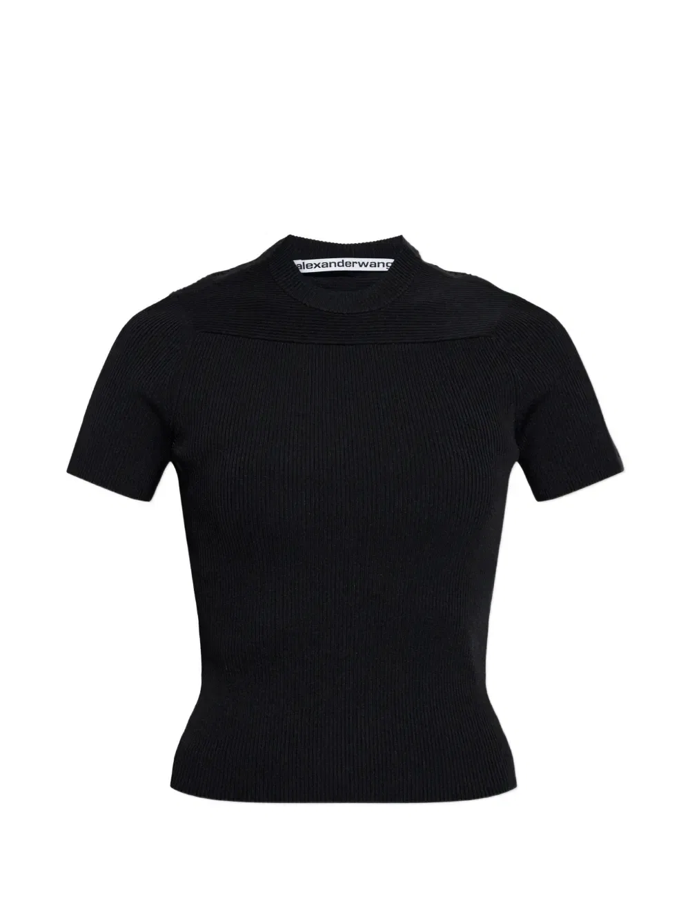 Футболка с вышитым логотипом в рубчик Alexander Wang, черный