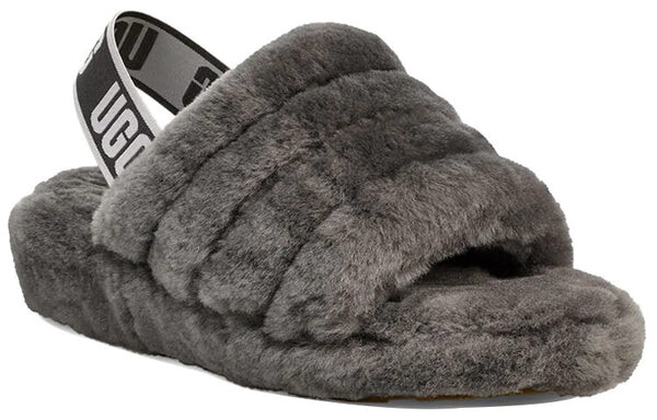 Сандалии пушистые да слайд толстая подошва тапочки Ugg, серый — фото 4