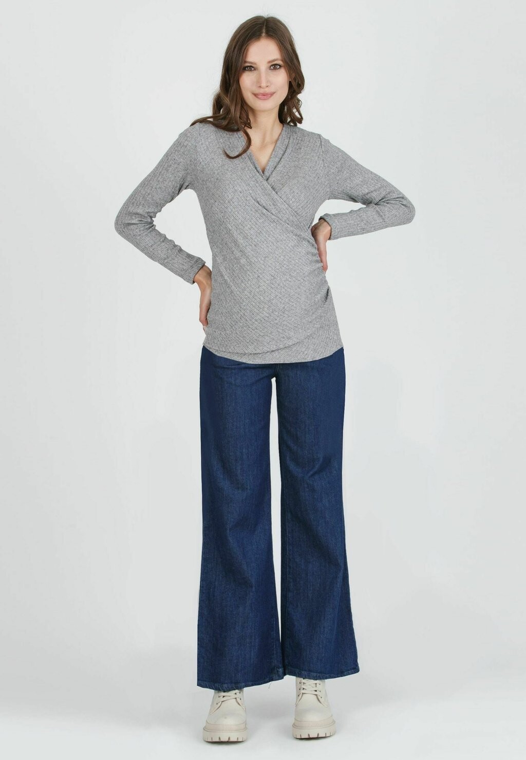 

Джемпер JENNIFER-NURSING WITH CROSSED NECKLINE Attesa Maternity, светло-серый