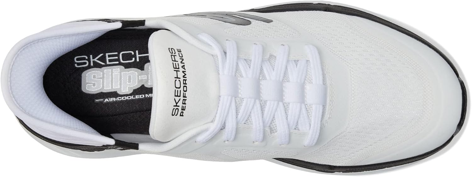 Мужские кроссовки Skechers Max Cushioning Slip-ins - для тренировок, бега и ходьбы с амортизирующей стелькой из мемори-пены, белый/черный — фото 2