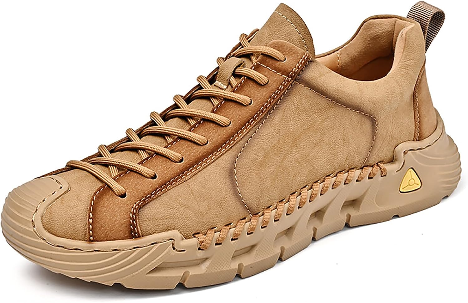 

Мужские кроссовки и лоферы из натуральной кожи на шнуровке, ручная прошивка, защитный носок, противоскользящие, на плоской подошве, повседневные, дышащие и удобные для ходьбы Egebs, хаки