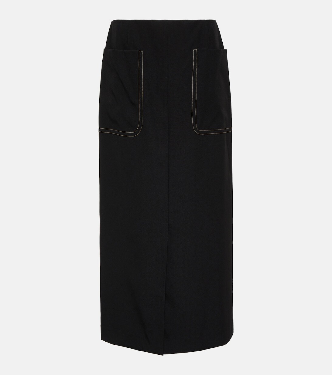 

Юбка миди из шерсти с высокой посадкой DRIES VAN NOTEN, черный
