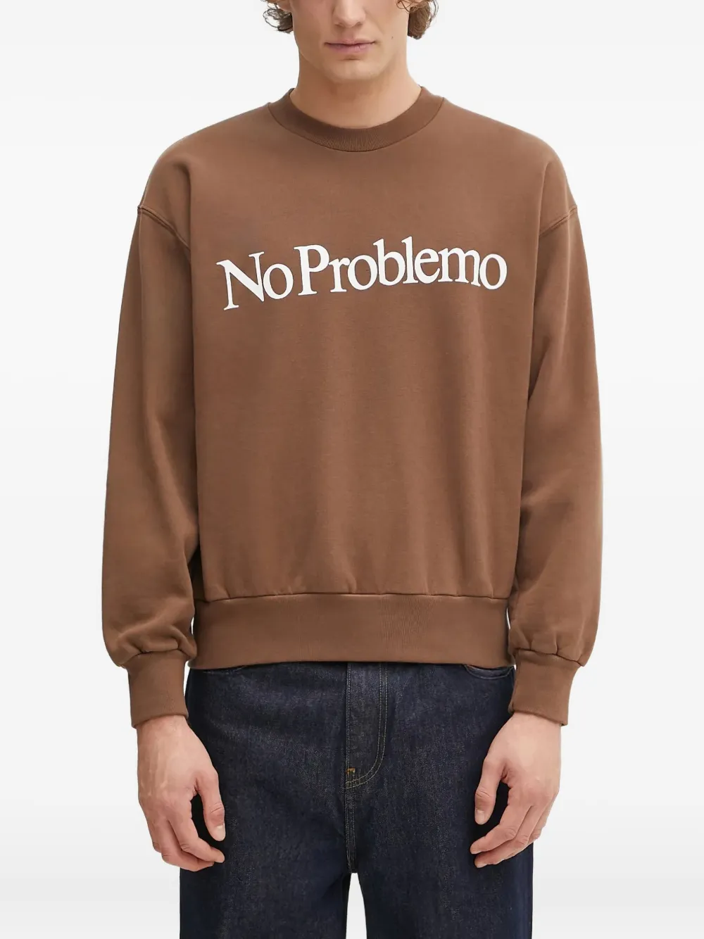 

Толстовка с круглым вырезом и логотипом No Problemo, коричневый