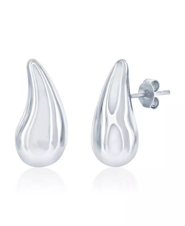 

Серьги-Капли из полированного серебра, изогнутой формы Simona, silver