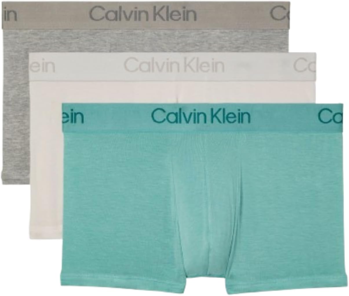 

Calvin Klein мужские ультрамягкие современные модальные боксеры из трех пар, Grey Heather, Chalk, Saltwater Aqua