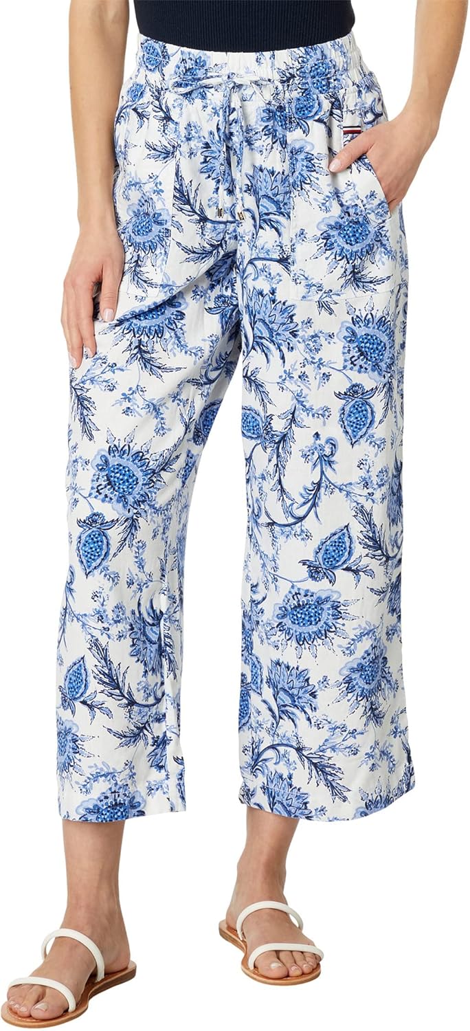 

Женские льняные брюки с принтом Tommy Hilfiger, Bright White Multi