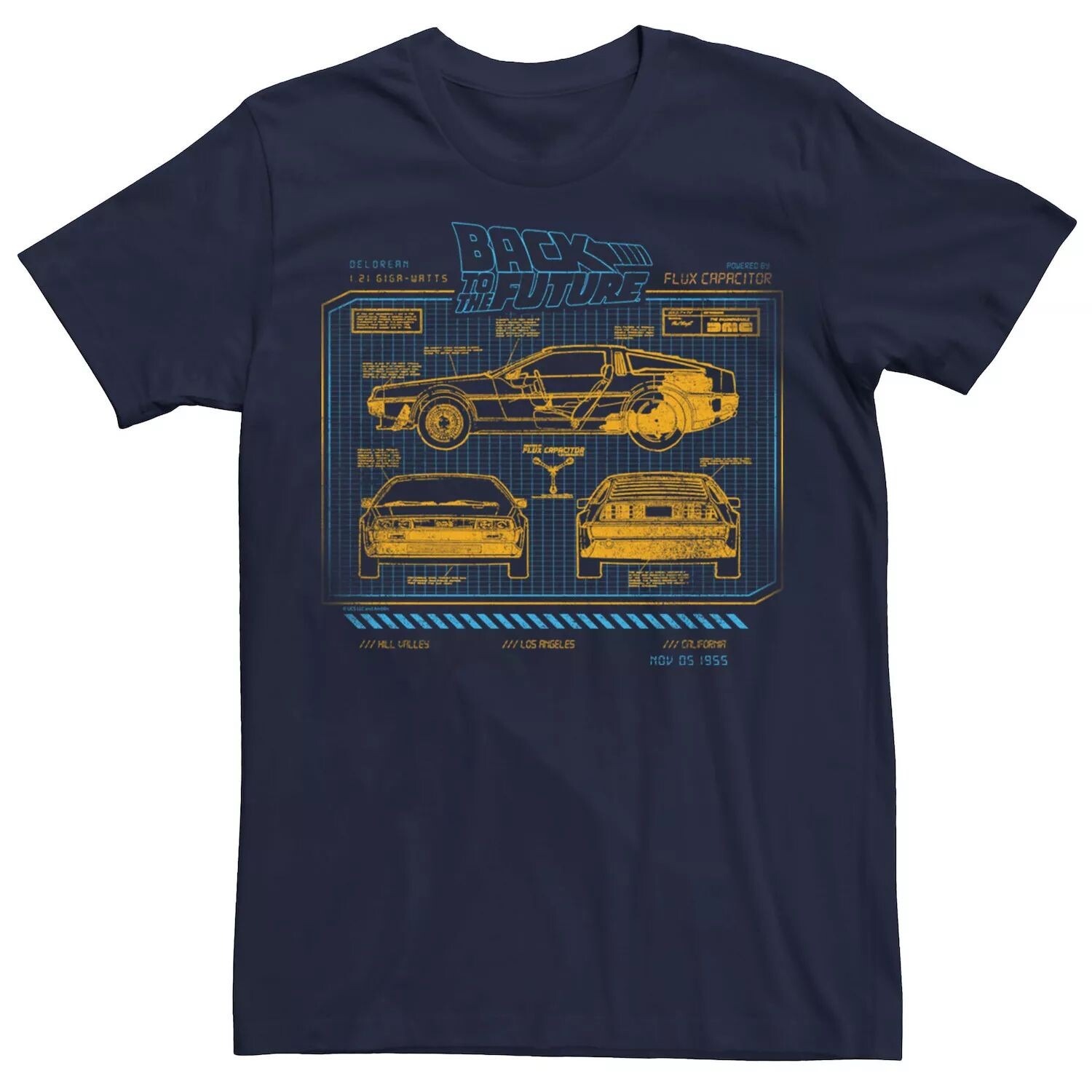 

Мужская футболка «Назад в будущее» Delorean Schematic Licensed Character