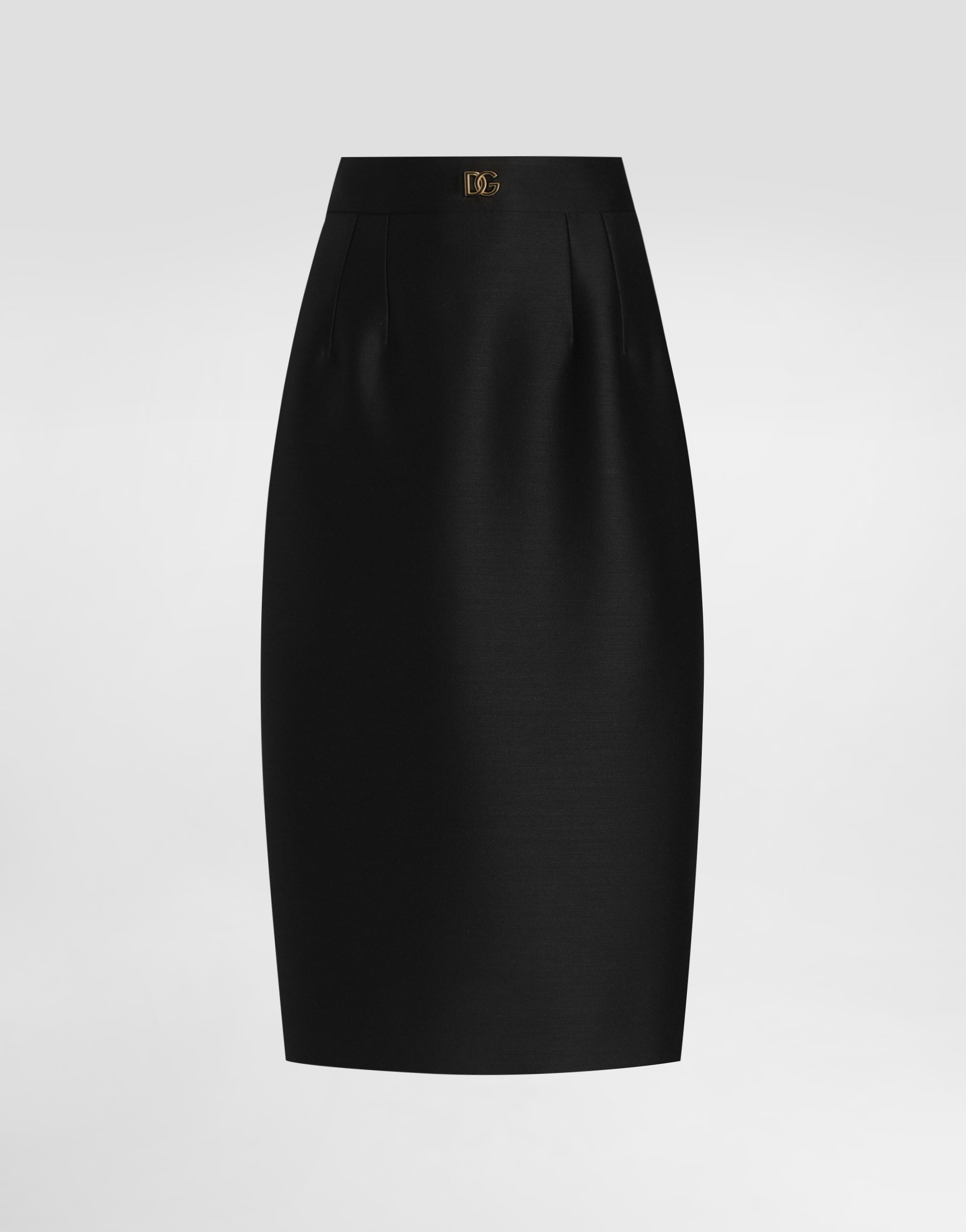 Прямая юбка из файи Dolce & Gabbana, черный