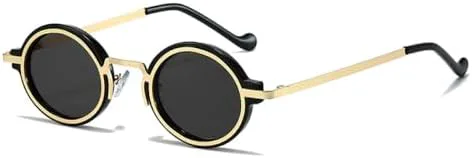 

Маленькие овальные солнцезащитные очки для женщин с градиентным переходом цвета, модные панк-очки для мужчин, солнцезащитные очки UV400 MTZJH, Golden Black Gray