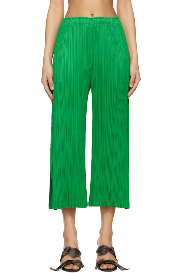 

Ежемесячные цвета февральские брюки Pleats Please Issey Miyake, зеленый