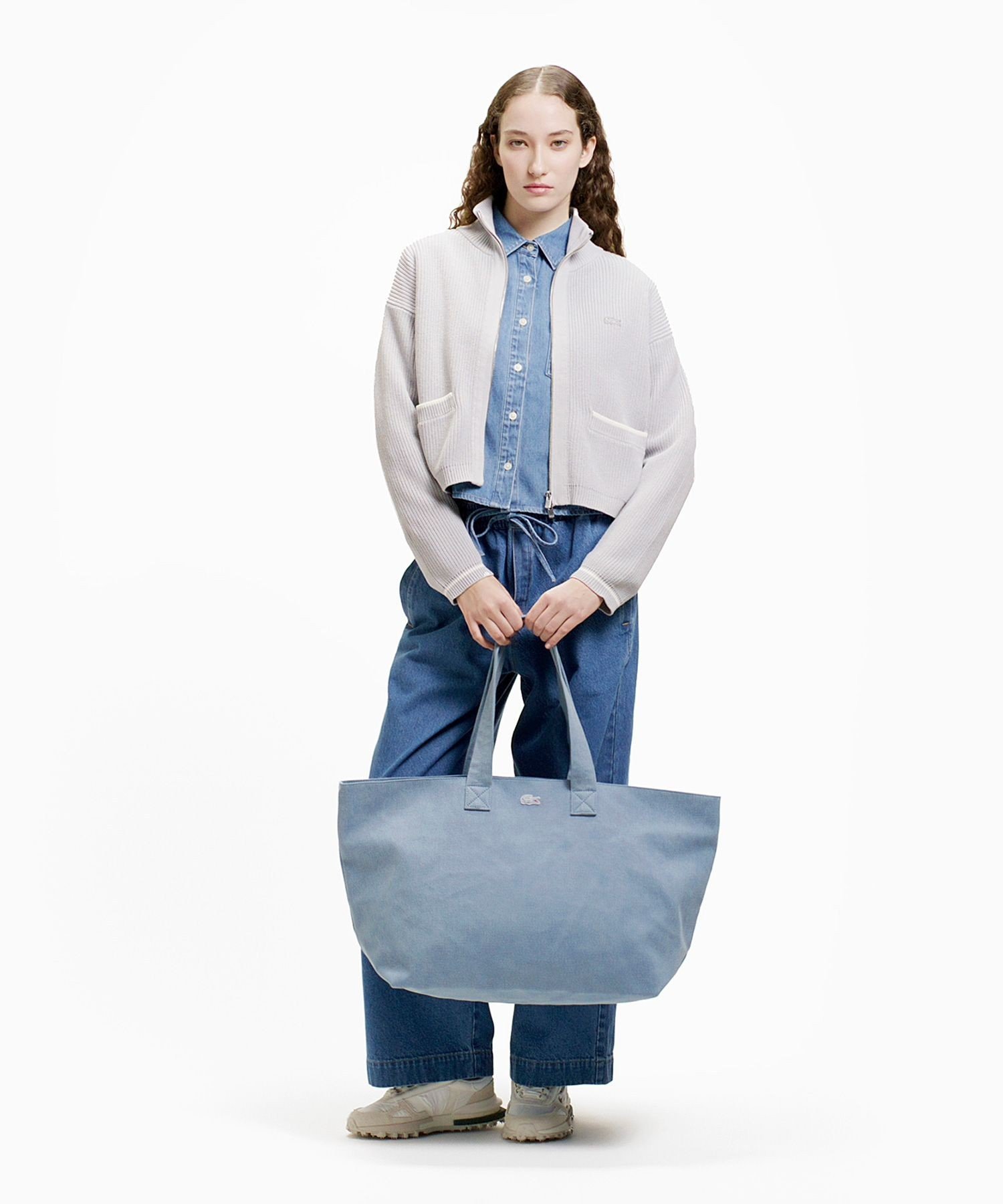 Кардиган Lacoste, Узкая вязаная блузон на молнии, Light gray — фото 4