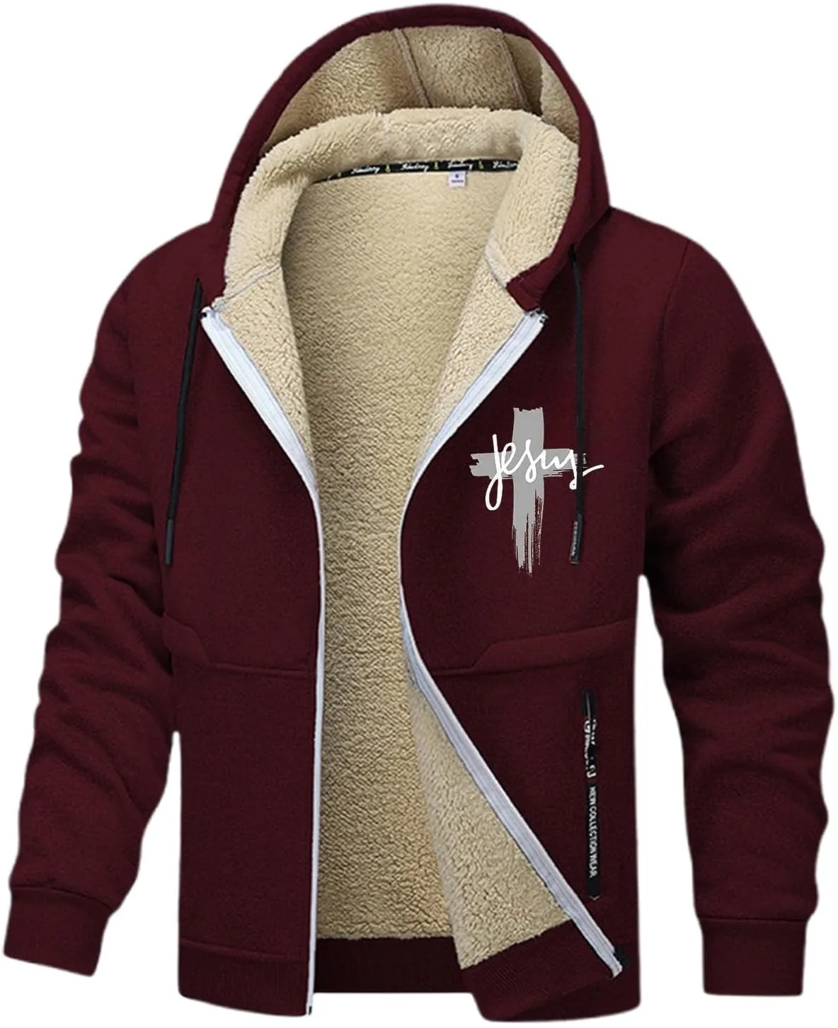 

Мужская зимняя флисовая куртка Christian с капюшоном, утепленная Sherpa Womail