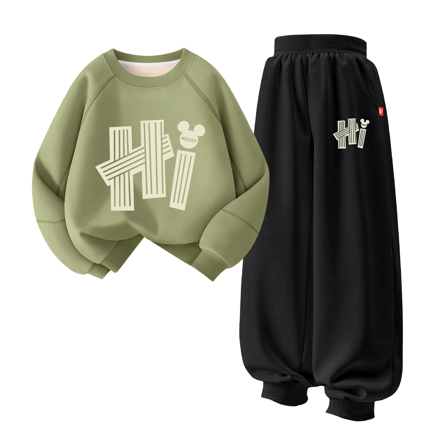 Детская повседневная спортивная одежда Disney, [Thickened and Fleece-Lined]Dihalo Mugwort Green+Dihalo K Gray — фото 3
