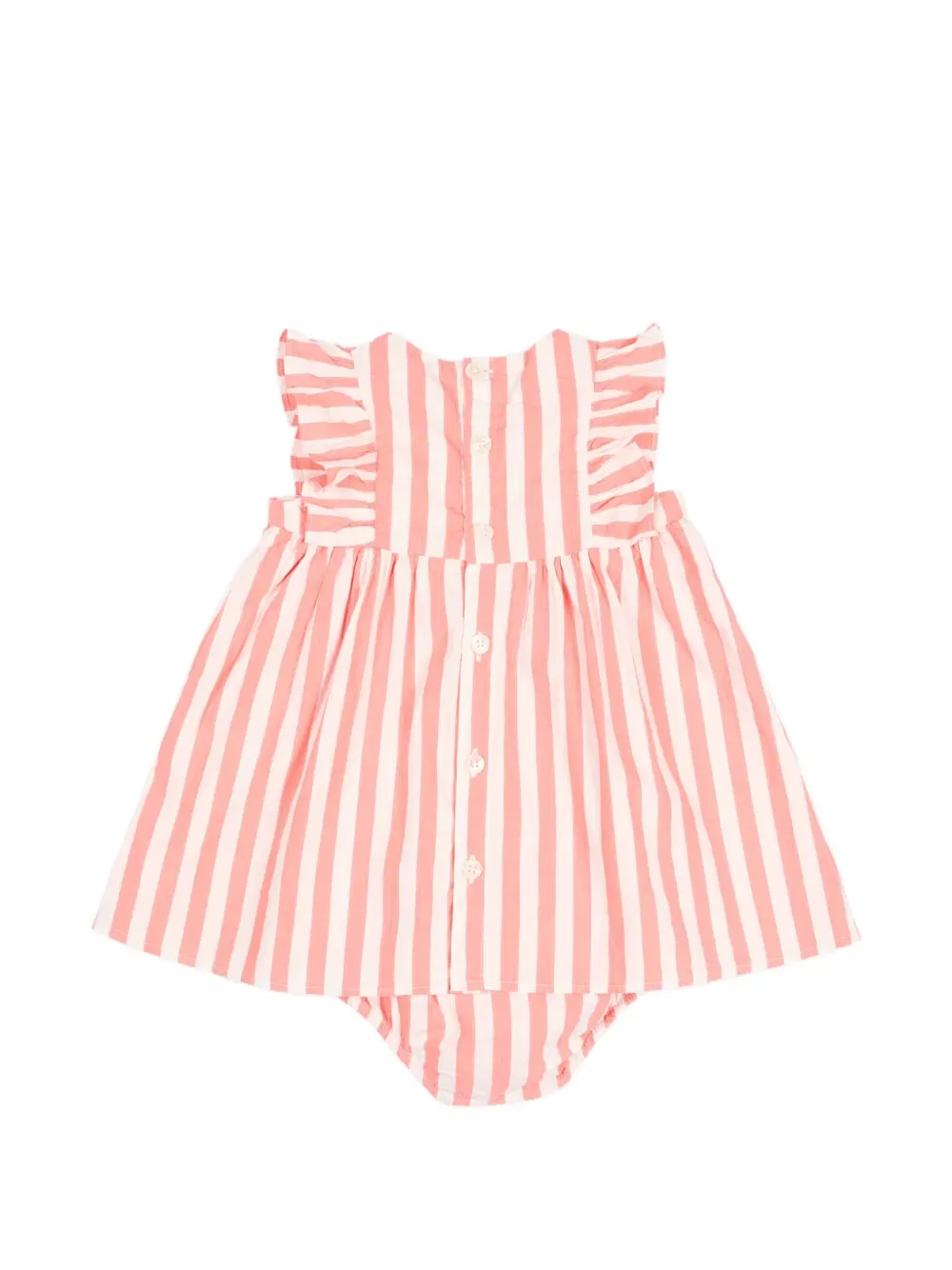 Комплект из платья и платья в полоску с оборками на рукавах Petit Bateau, розовый — фото 3