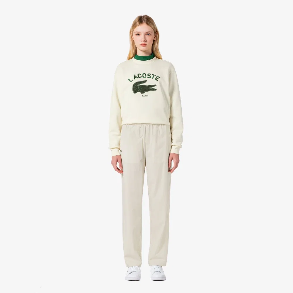 Брюки женские Lacoste прямого кроя, нейлон, кремовые