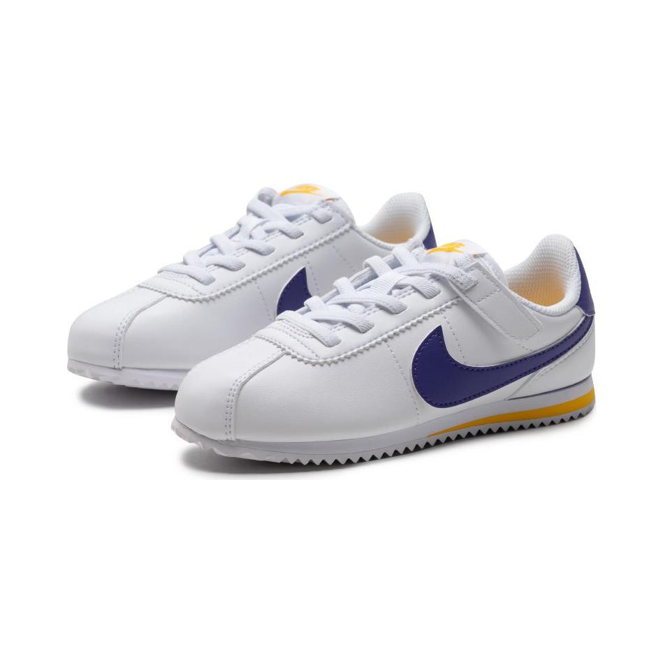 Кроссовки Nike Cortez Kids Lifestyle Shoes PS Low-top White, Blue, Gold, белый/синий/золотой — фото 3