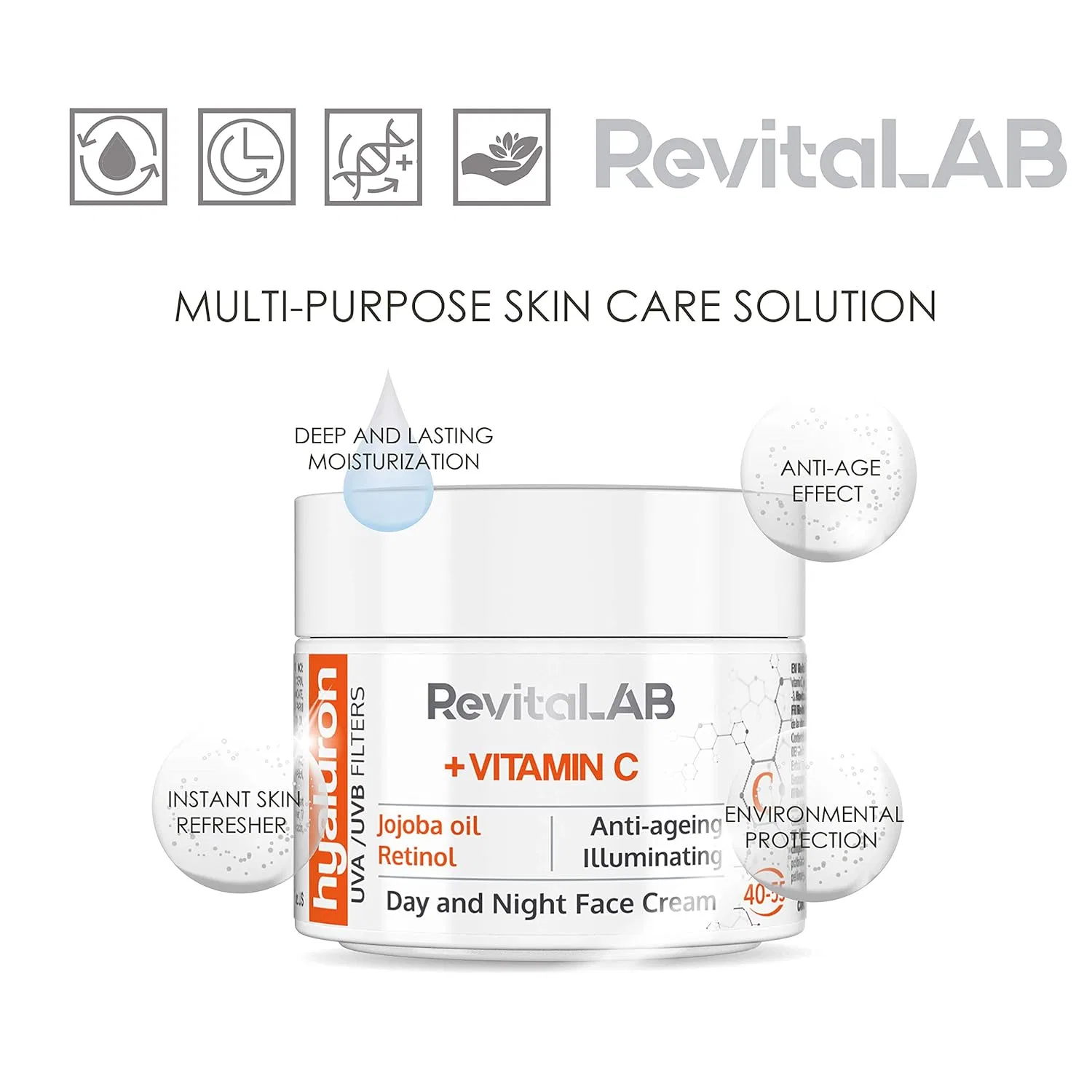 Крем для лица Revitalab — Антивозрастной дневной и ночной с гиалуроновой кислотой от — фото 3