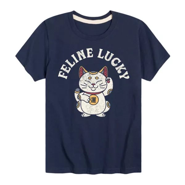 

Футболка для мальчиков 8-20 лет с принтом "Feline Lucky" Licensed Character, синий