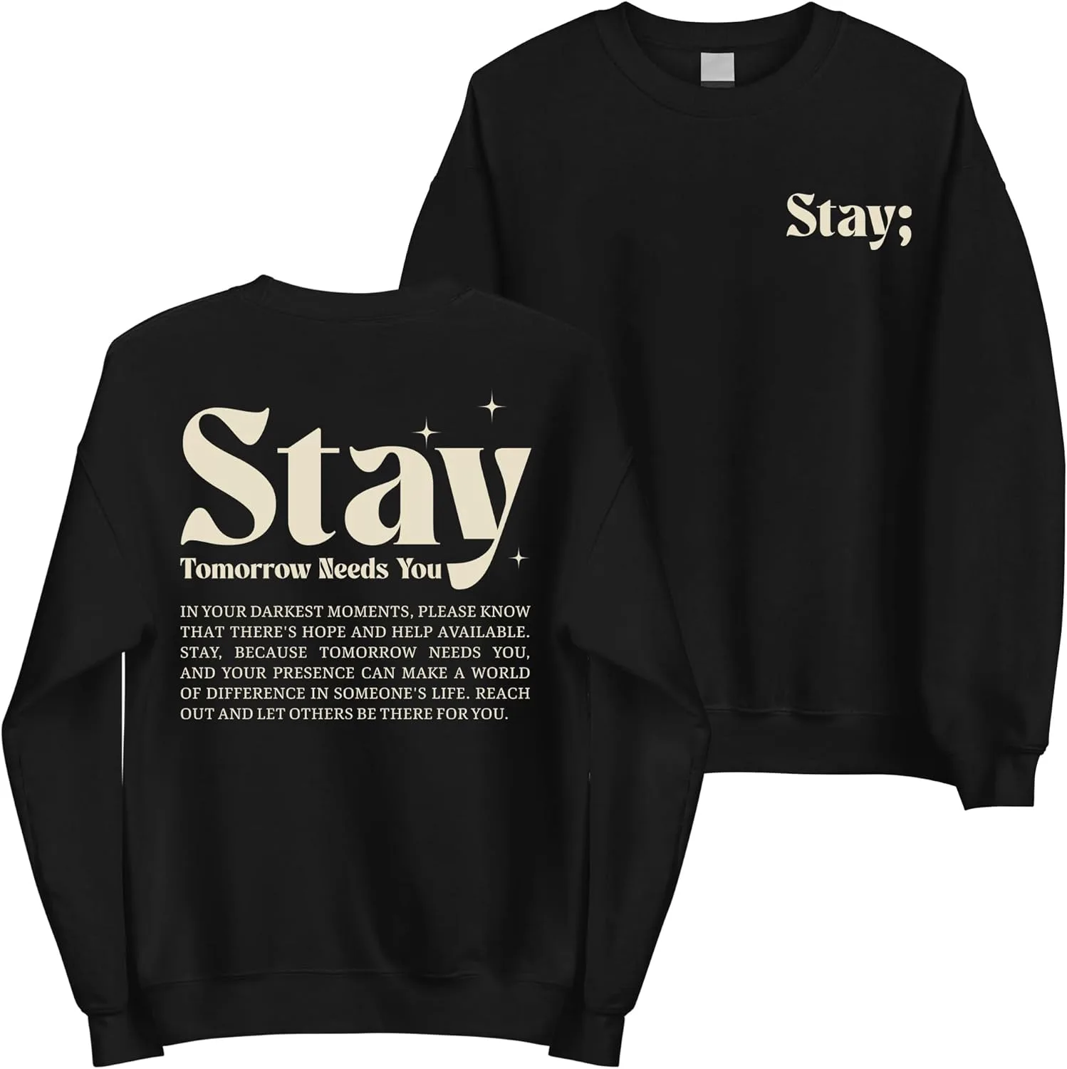

Винтажный свитшот Stay - 2 Sides Suicide Prevention Awareness MadalenStore