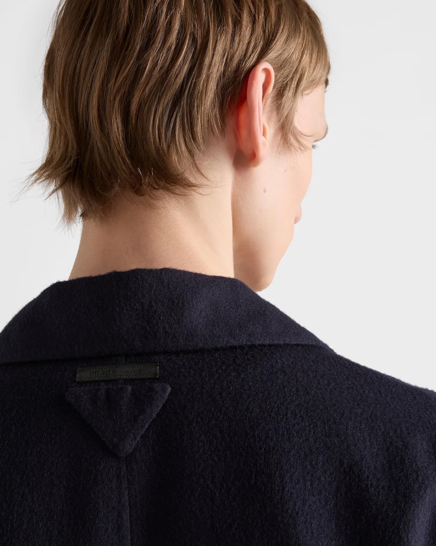 Однобортное пальто из шерсти и шелка Prada, синий — фото 3