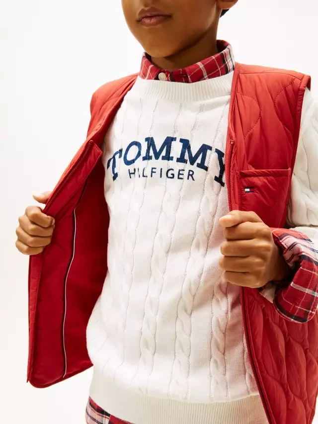 Детский стеганый жилет, терракотово-красный Tommy Hilfiger — фото 4