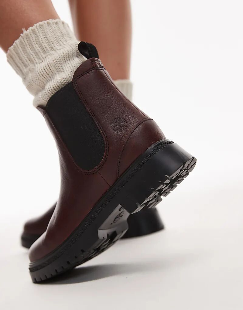 Ботинки челси Timberland Cambria Valley на массивной подошве из бордовой кожи — фото 2