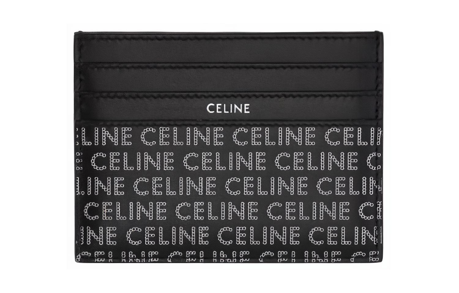 

CELINE Держатель для карт из телячьей кожи, черный, мужской