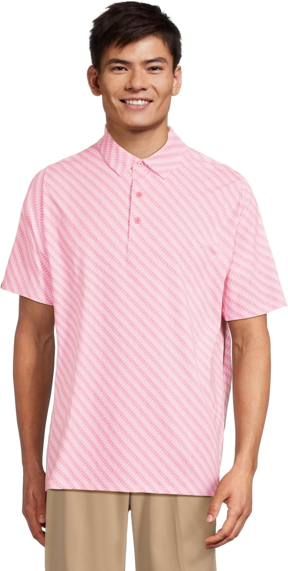 

Мужское поло с принтом из саржи Chev Callaway, Strawberry Pink