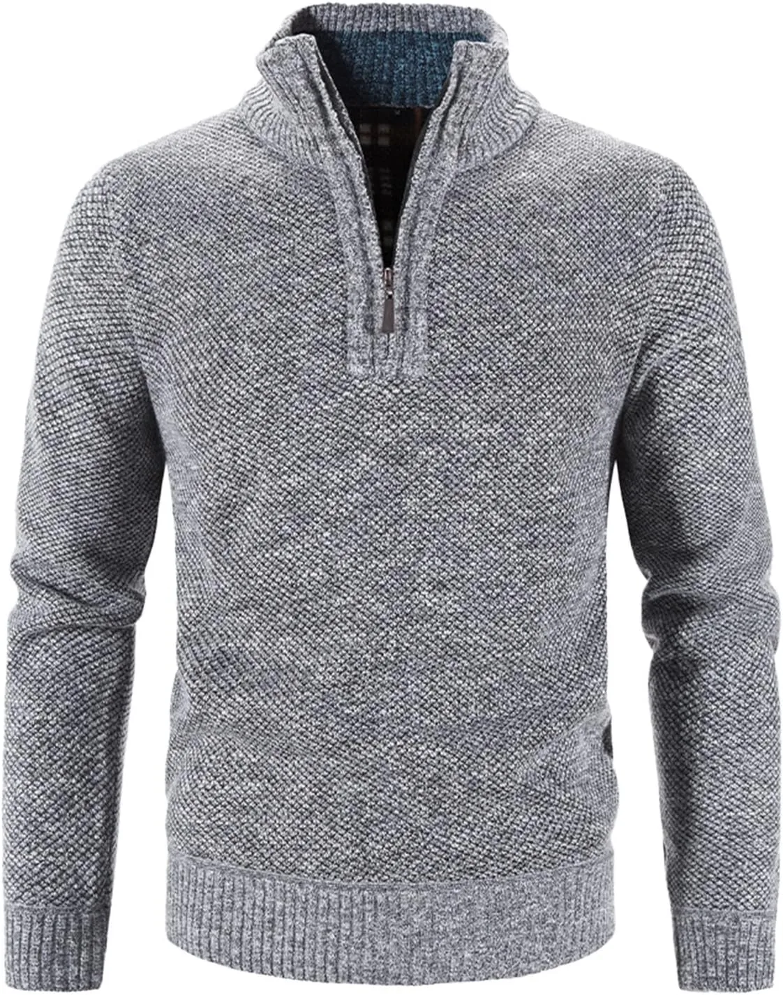 

Свитер-полузип для мужчин Casual Mock Neck вязаный зимний теплый с длинным рукавом