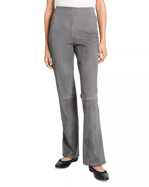 

Замшевые брюки с разрезом по низу Theory, серый