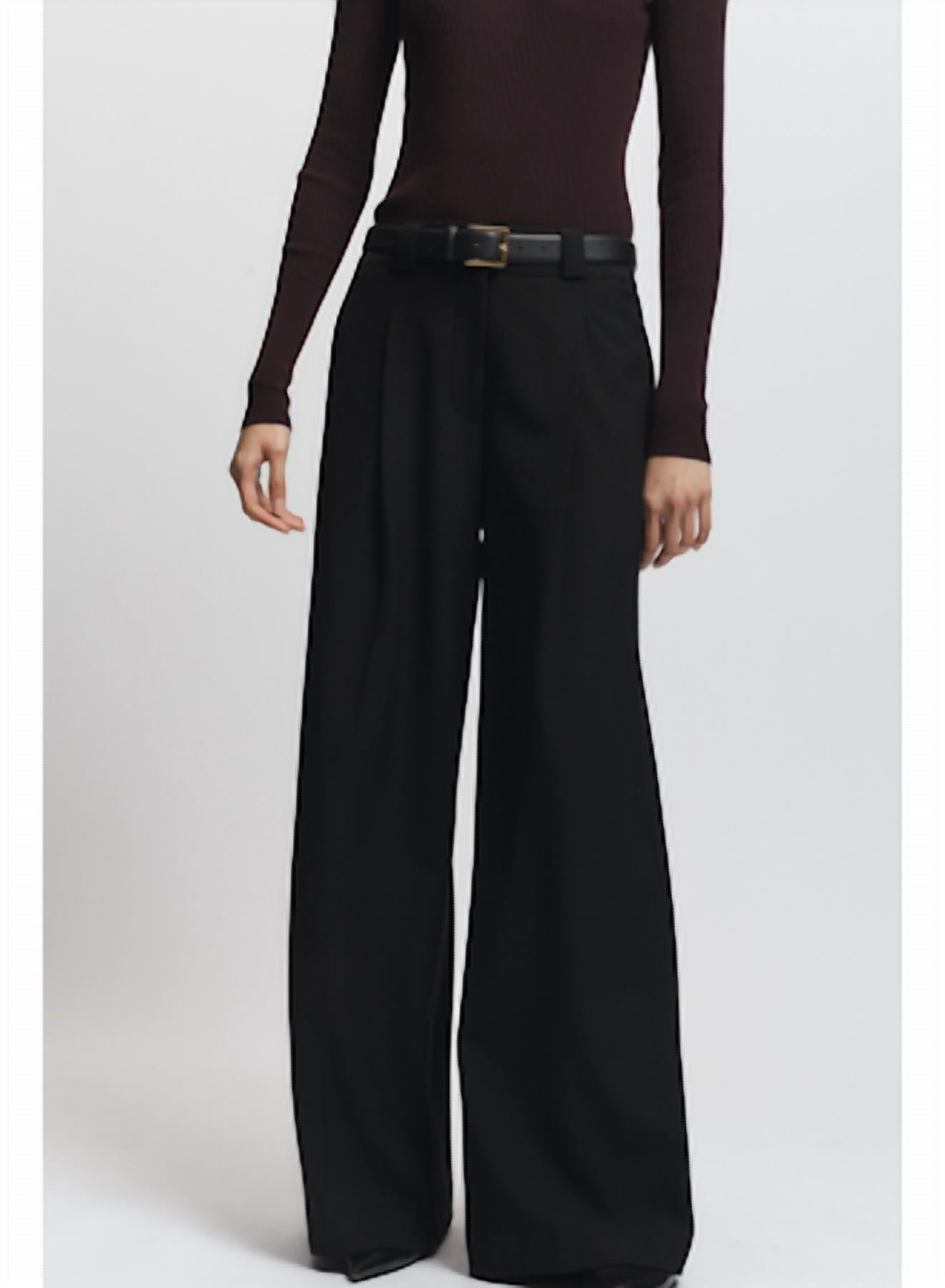 

Saint Art Женские брюки Tiffany с завышенной талией и широкими штанинами, черные