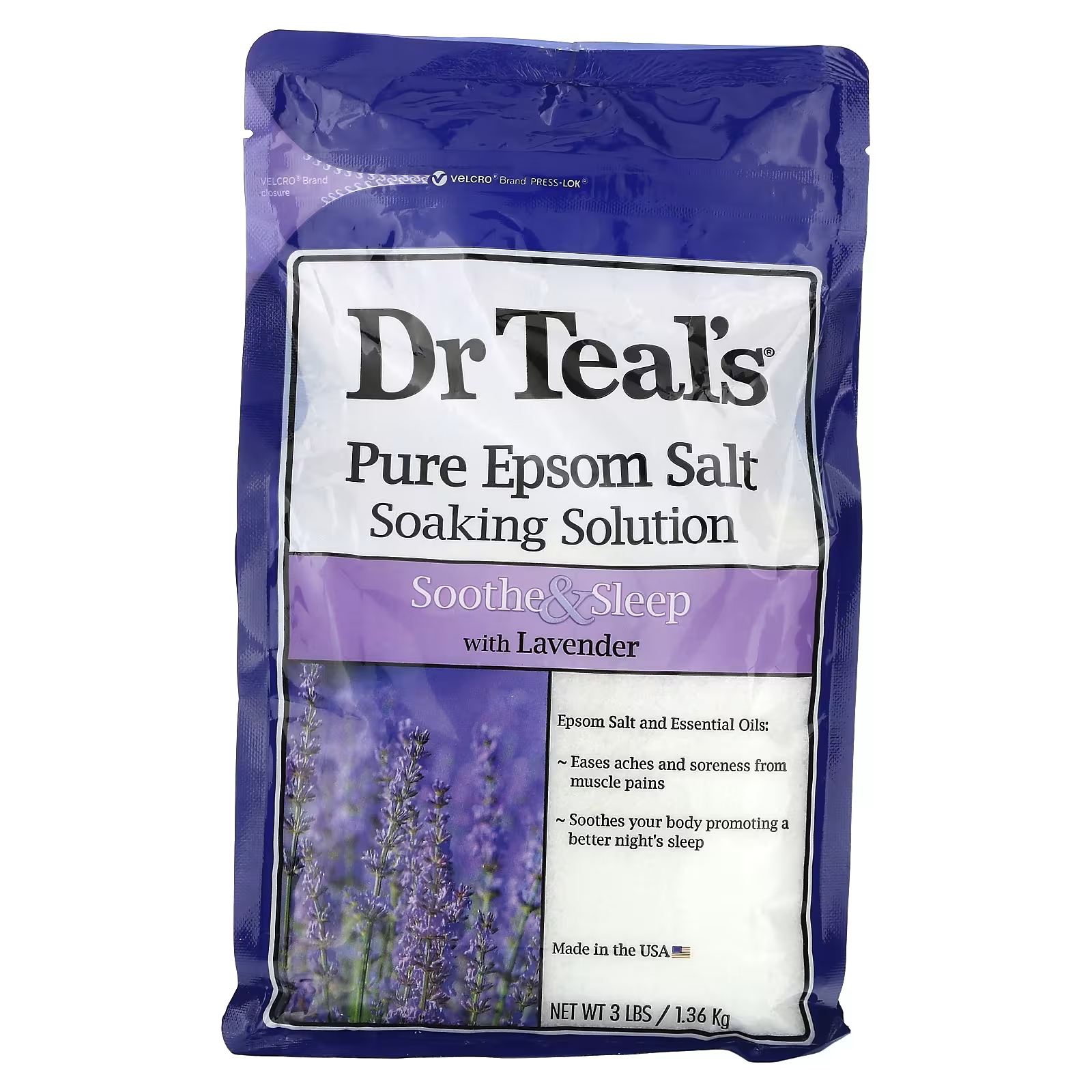 

Соль для ванны Dr. Teal's Epsom Salt Soaking Solution с лавандой, 1,36 кг