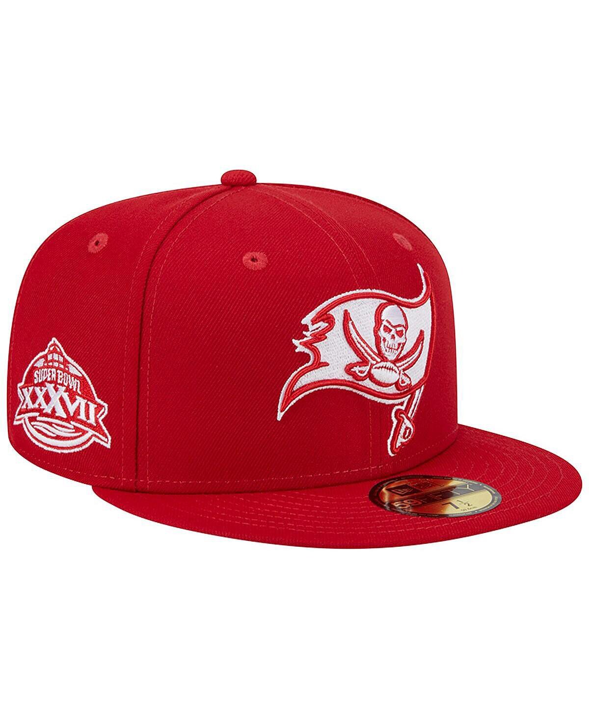 

Мужская бейсболка Scarlet Tampa Bay Buccaneers Super Bowl XXXVII с основной нашивкой 59FIFTY Облегающая шляпа New Era